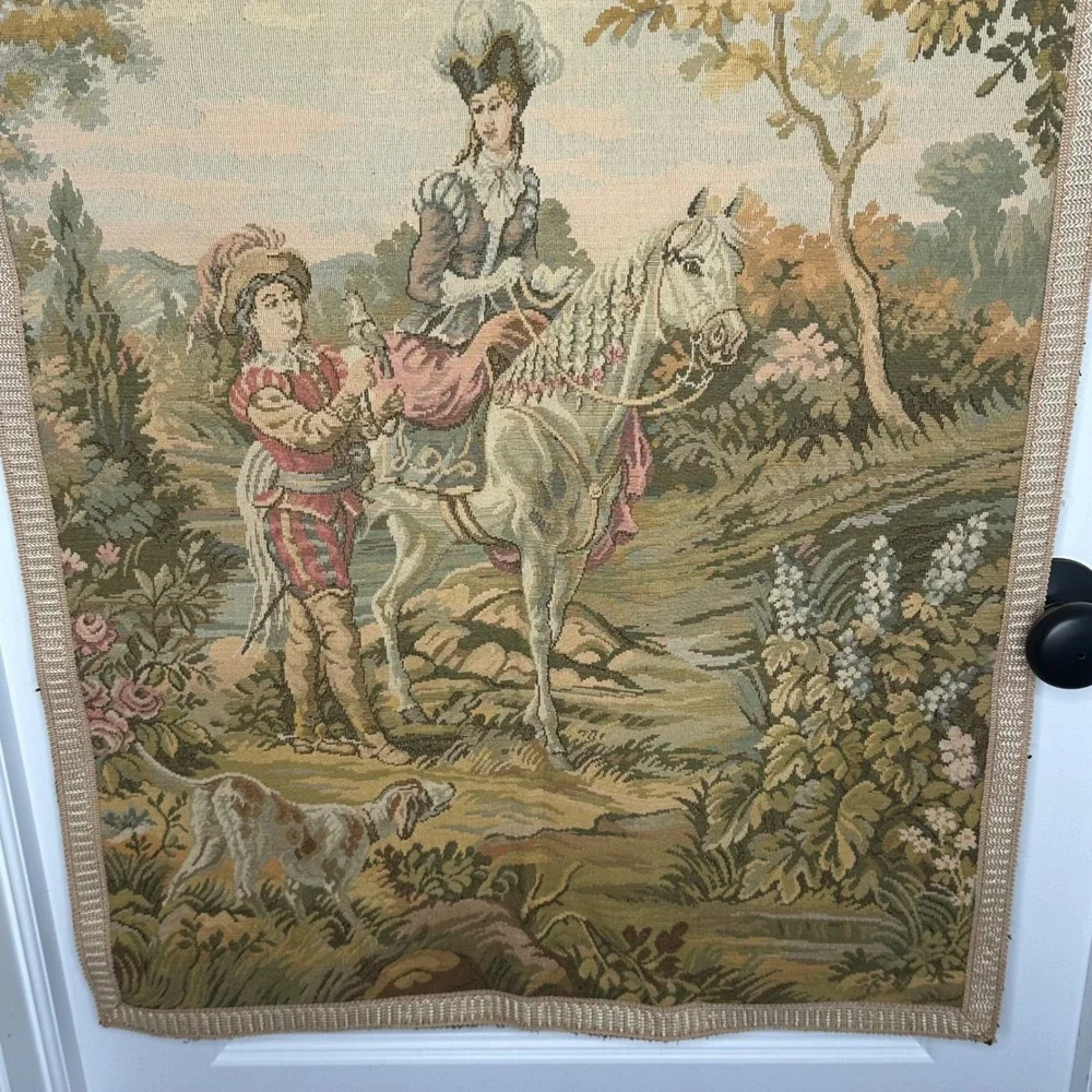 VTG French Country Tapestry Wall Hanging Cottagecore Victorian‎ Decor Romantic